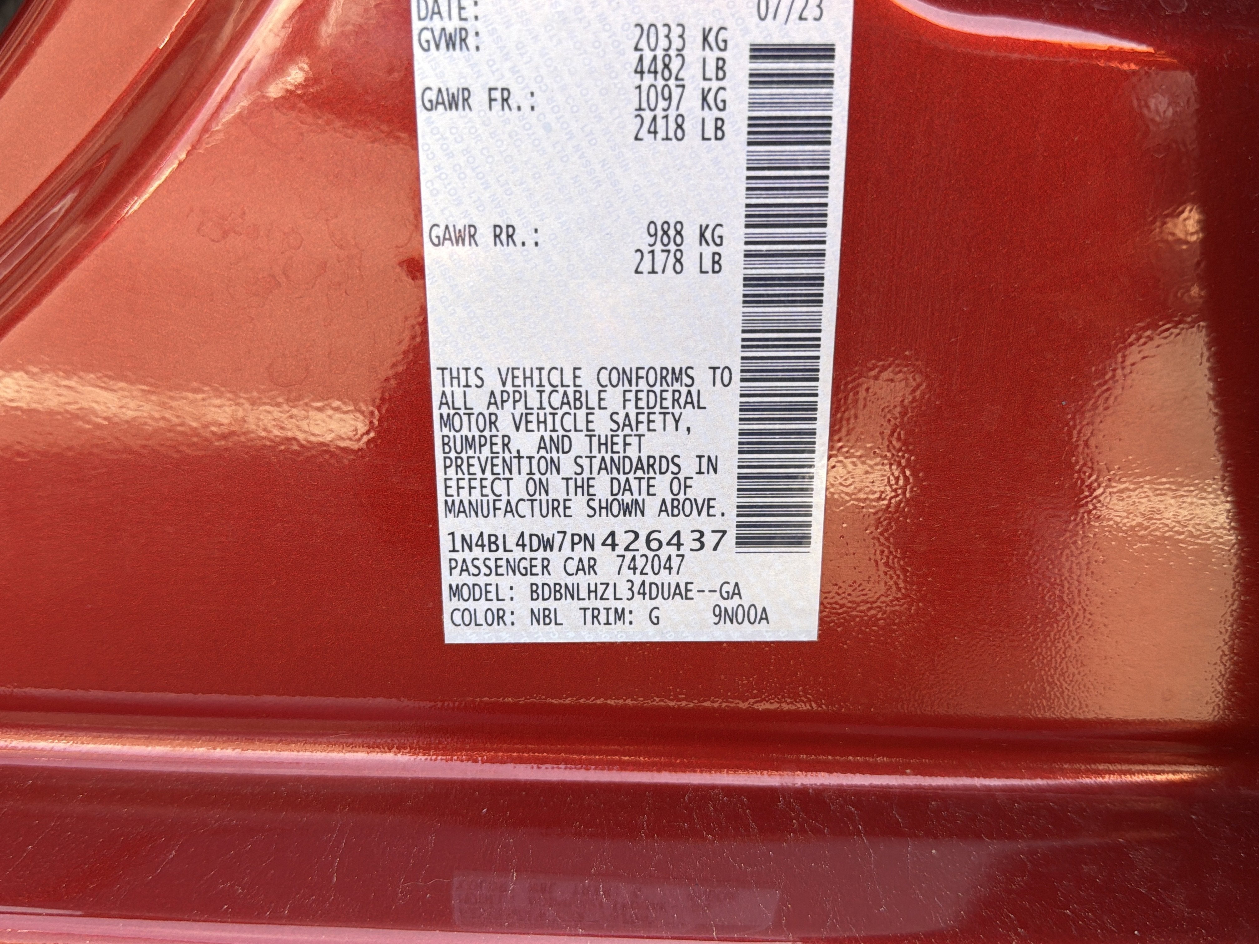 2023 Nissan Altima 2.5 SV