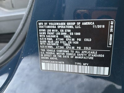 2019 Volkswagen Atlas 3.6L V6 S