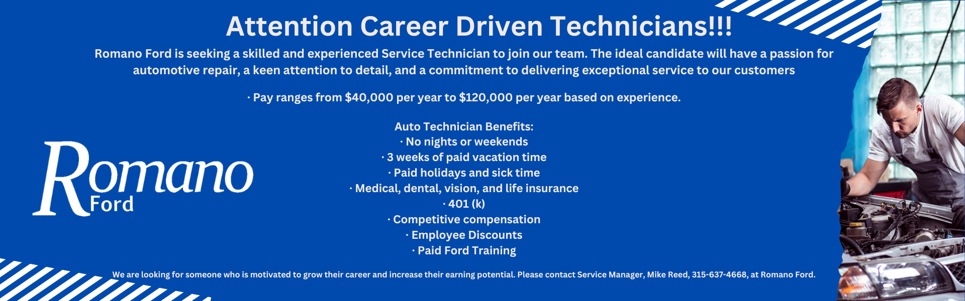 Romano Ford is Hiring Service Techs